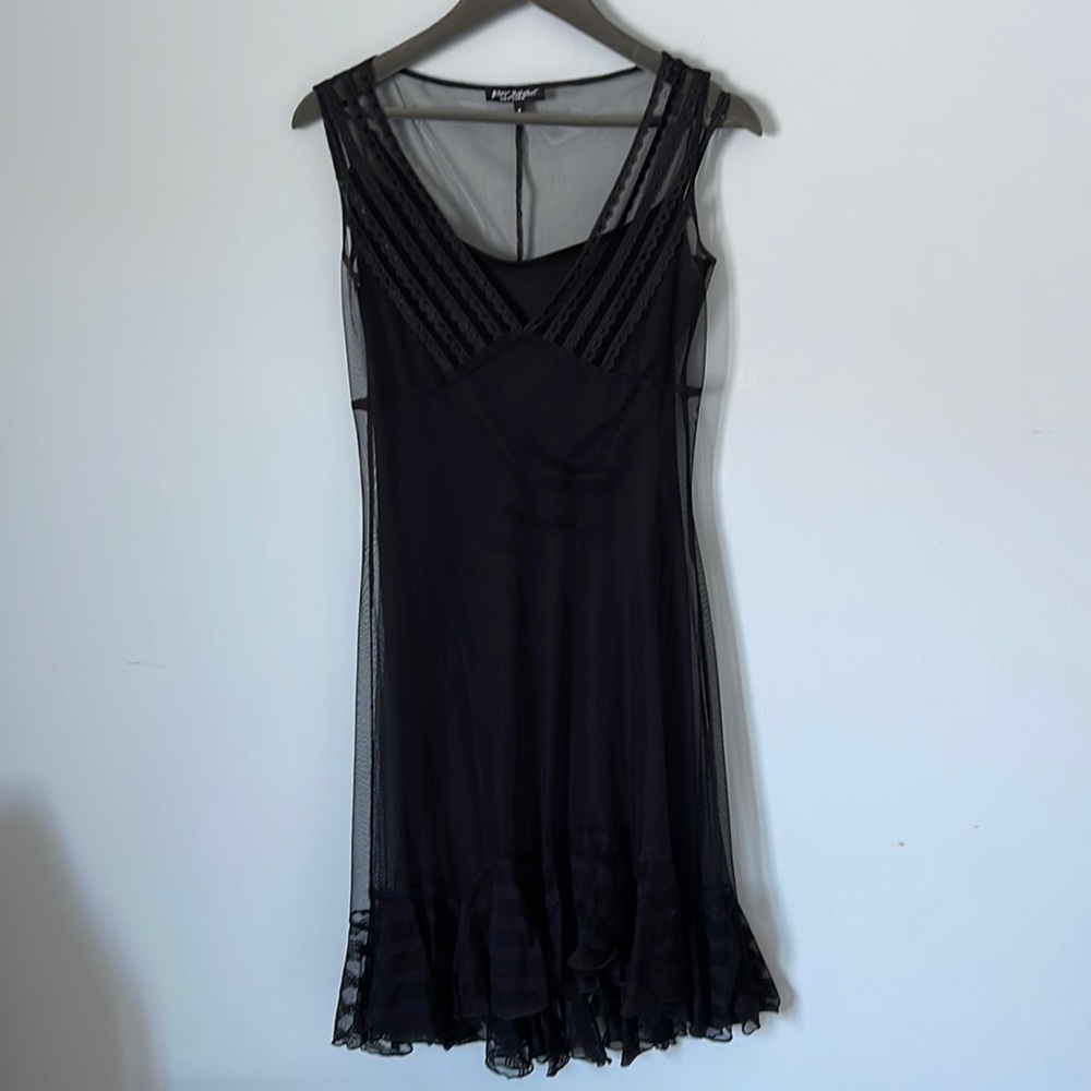 Betsey Johnson sleeveless slip dress with mesh lace overlay - size 8